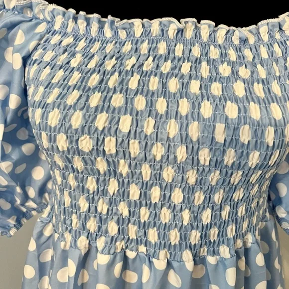 Polka  Dot, Light Blue Dress - Picture 7 of 11